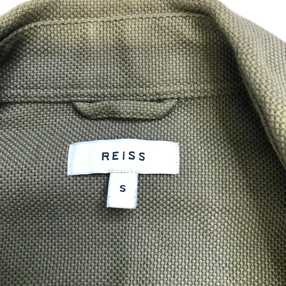 Reiss Men’s Nico Cotton Press Stud Overshirt Small Olive Green 100% Cotton - Picture 2 of 10